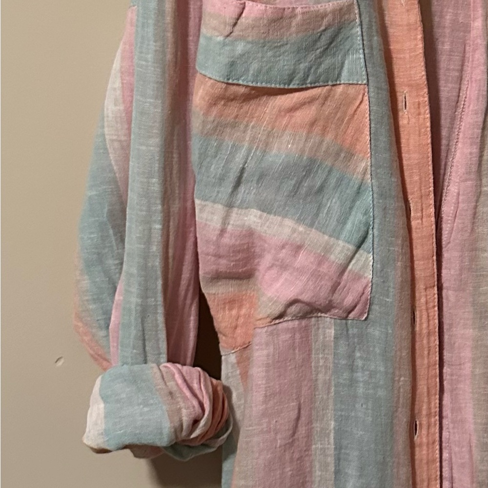 Free People Pastel Striped Button-Up Shirt - Picture 5 of 5